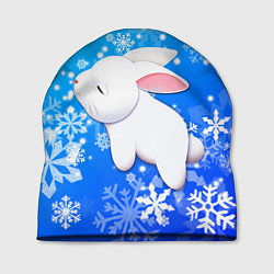 Шапка Милый кролик в снежинках, цвет: 3D-принт