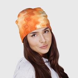 Шапка Золотисто-оранжевый туманный паттерн, цвет: 3D-принт — фото 2