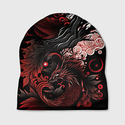 Шапка Красный Irezumi узор, цвет: 3D-принт