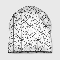 Шапка Чёрно-белый геометрический треугольный узор, цвет: 3D-принт