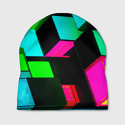 Шапка Неоновые светящиеся кубики, цвет: 3D-принт