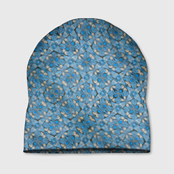 Шапка Голубые незабудки текстура дерева, цвет: 3D-принт