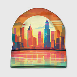 Шапка Городской пейзаж на рассвете, цвет: 3D-принт