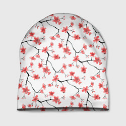 Шапка Акварельные цветы сакуры паттерн, цвет: 3D-принт