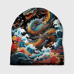 Шапка Дракон на волнах в японском стиле арт