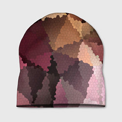 Шапка Мозаика в коричнево-розовых тонах, цвет: 3D-принт