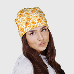 Шапка Тыквы и осенние цветы - паттерн, цвет: 3D-принт — фото 2