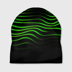 Шапка Зеленые абстрактные волны, цвет: 3D-принт