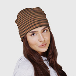 Шапка Шахматка чёрно-коричневая, цвет: 3D-принт — фото 2