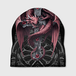 Шапка Красный кельтский дракон на готическом кресте, цвет: 3D-принт