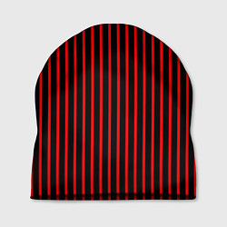 Шапка Красно-чёрный полосатый, цвет: 3D-принт