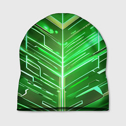 Шапка Зелёные неон полосы киберпанк