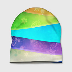 Шапка Абстрактный разноцветный волнистый фон со снежинка