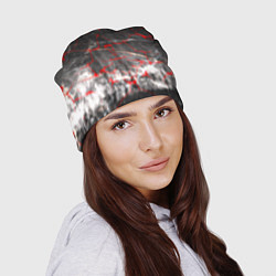 Шапка Красные узоры, цвет: 3D-принт — фото 2