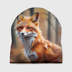 Шапка Рыжая лисица в осеннем лесу, цвет: 3D-принт