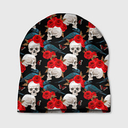 Шапка Skull in roses, цвет: 3D-принт