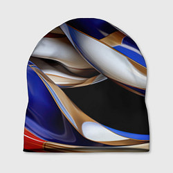 Шапка Синие и белые волны абстракт, цвет: 3D-принт