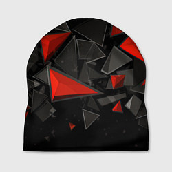 Шапка Черные и красные треугольные частицы, цвет: 3D-принт