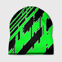 Шапка Зелёные линии на чёрном фоне, цвет: 3D-принт