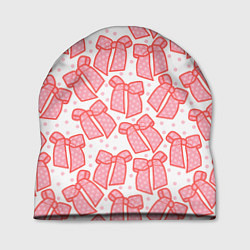 Шапка Узор с розовыми бантами в горошек, цвет: 3D-принт