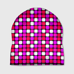 Шапка Розовые и белые квадраты, цвет: 3D-принт