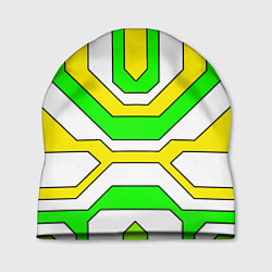 Шапка Зелёные и жёлтые техно линии, цвет: 3D-принт
