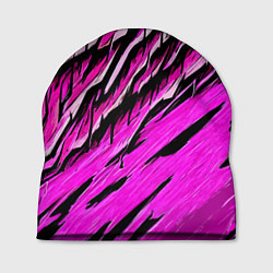Шапка Розовые и чёрные полосы, цвет: 3D-принт
