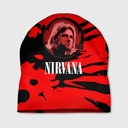 Шапка Nirvana красные краски рок бенд, цвет: 3D-принт