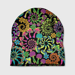 Шапка Магические красочные грибы с ромашками, цвет: 3D-принт