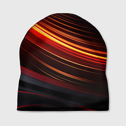 Шапка Яркая оранжевая полосы на черной абстракции, цвет: 3D-принт