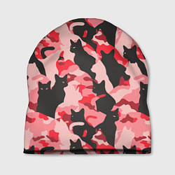 Шапка Розовый камуфляж из котов, цвет: 3D-принт