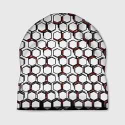Шапка Киберпанк узор из шестиугольников красный, цвет: 3D-принт