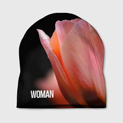 Шапка Тюльпан на чёрном - woman, цвет: 3D-принт