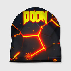 Шапка Doom плиты лого в огне