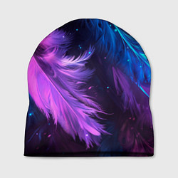 Шапка Искрящиеся перья в розовых и голубых оттенках, цвет: 3D-принт