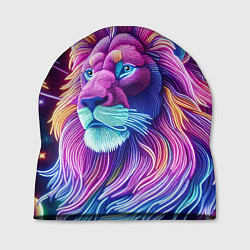 Шапка Космический неоновый лев - нейросеть фантазия, цвет: 3D-принт