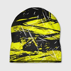 Шапка Yellow geometry - спортивный узор, цвет: 3D-принт