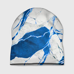 Шапка Бело-синий мрамор, цвет: 3D-принт