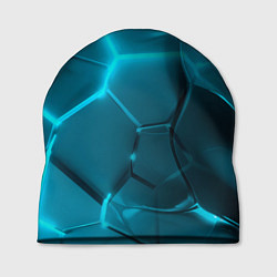 Шапка Неоновые холодные голубые плиты в разломе, цвет: 3D-принт