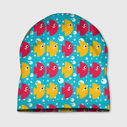 Шапка Паттерн с розовыми и желтыми рыбками, цвет: 3D-принт