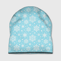 Шапка Нежный зимний паттерн со снежинками, цвет: 3D-принт