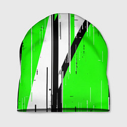 Шапка Black and white vertical stripes on a green backgr, цвет: 3D-принт