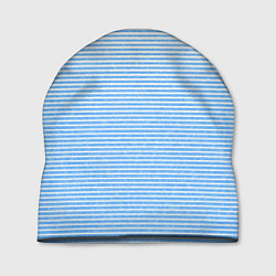 Шапка Белый с голубым текстурный в полоску, цвет: 3D-принт