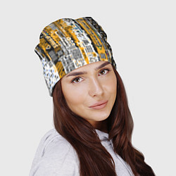 Шапка Cyberpunk pattern yellow, цвет: 3D-принт — фото 2