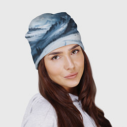 Шапка Зимний горный пейзаж маслом, цвет: 3D-принт — фото 2