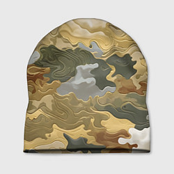 Шапка Золотистый камуфляж, цвет: 3D-принт