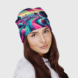 Шапка Неоновый разноцветный космос, цвет: 3D-принт — фото 2