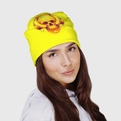 Шапка Yellow bananas skull - cyberpunk, цвет: 3D-принт — фото 2