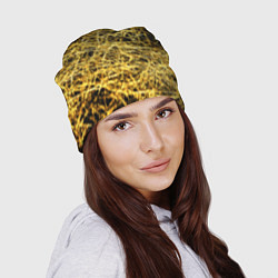 Шапка Золотое плетение на черном, цвет: 3D-принт — фото 2