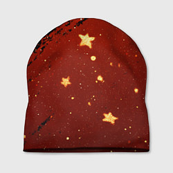 Шапка Золотые звездочки на коричневой текстуре, цвет: 3D-принт